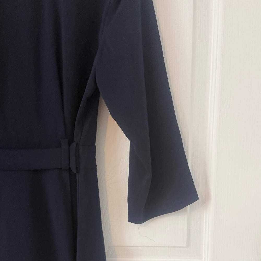ICHI Navy 3/4 Sleeve Wrap-Style Dress - Picture 8 of 15